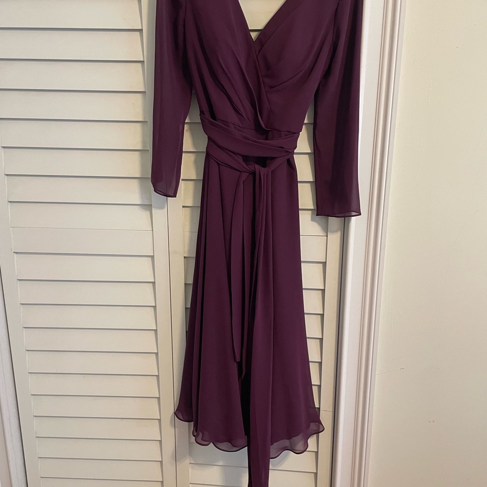 Chic Plum Midi Wrap Dress